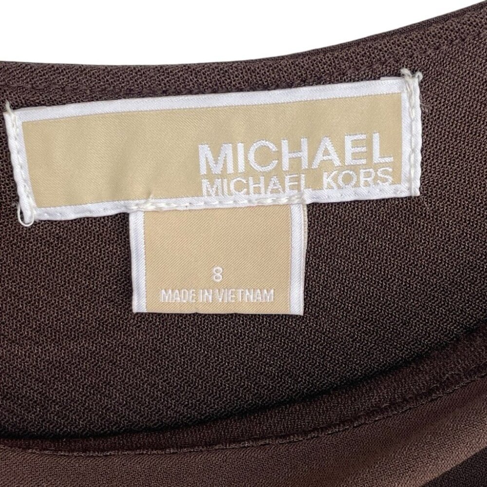 Michael Michael Kors One-Shoulder Dress Womens 8 Brown‎ Excellent Ruched Knot - Picture 4 of 4